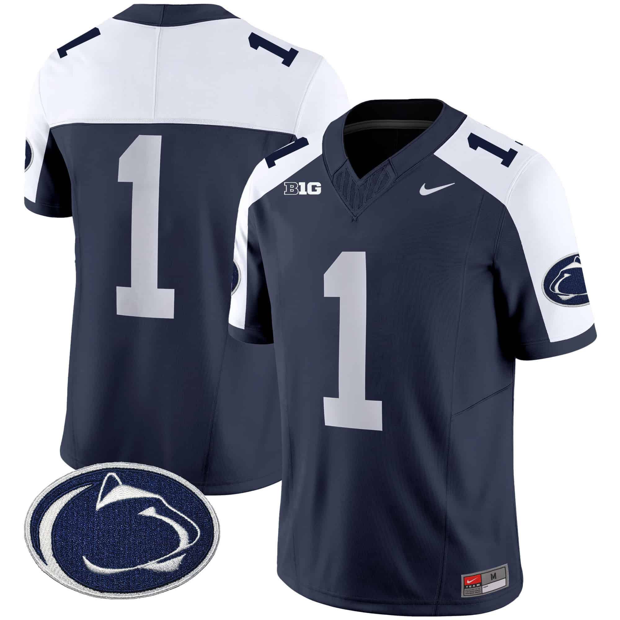 Men Penn State Nittany Lions #1 No Name Drak Blue 2024 Nike Vapor Limited NCAA Jersey